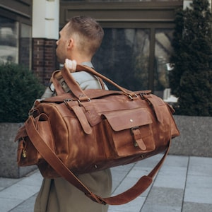 Bolsa de fin de semana, bolsa de lona de piel para hombre, bolsa de lona personalizada, bolsa de gimnasio de piel con grabado láser, bolsa de viaje de piel personalizada