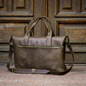 Leather laptop bag,Briefcase men,Leather handbag,Teacher bag,Briefcase,Laptop Bag,Shoulder bag,Leather handbags,Messenger bag,Handmade bag image 9