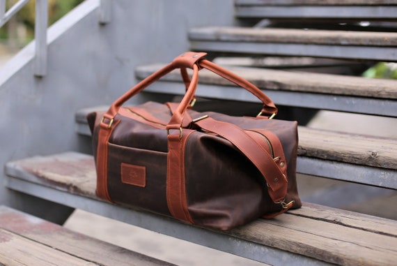 Men/'s Stylish Large Leather Duffle Luggage Weekend Gym Overnight Travel Bag