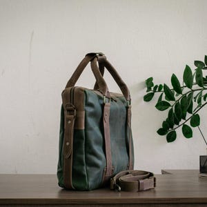 Briefcase Bag With Zipper, Leather Briefcase Laptop, Leather Office Bag For Man, Green Laptop Bag women 17 inch,Leather Messenger Bag Laptop image 6