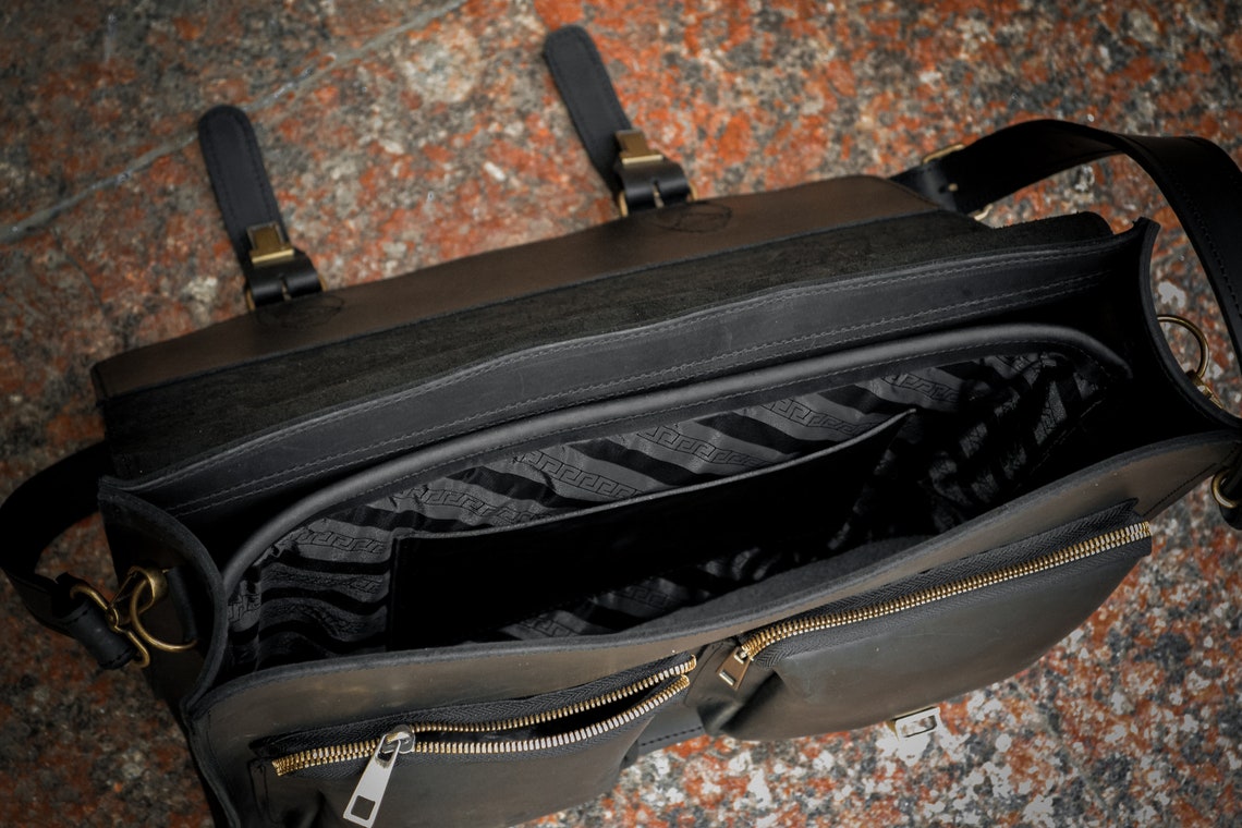 Leather Laptop Bag Handle Briefcase Messenger Bag Men Etsy