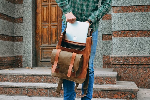 Mens travel backpack leather hotsell