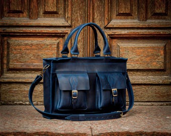 Leather Messenger Bag for Men, Laptop Bag, Handmade Leather Briefcase, Work Bag, Gift for Him, Men’s Leather Laptop Bag, Business Bag