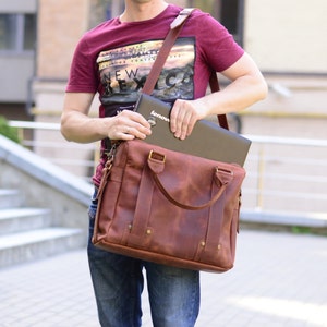 Mens leather messenger bag,Leather laptop bag,Mens leather briefcase, Mens work bag, Mens briefcase, Computer bag, Leather messenger bag men image 7