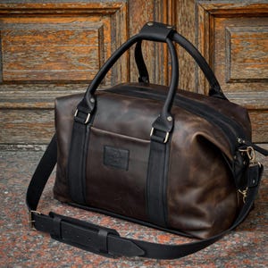 Bolsa de gimnasio personalizada, bolsa de lona de cuero con monograma, bolsa de fin de semana para hombre, bolsa de viaje de cuero, bolsa de noche para él