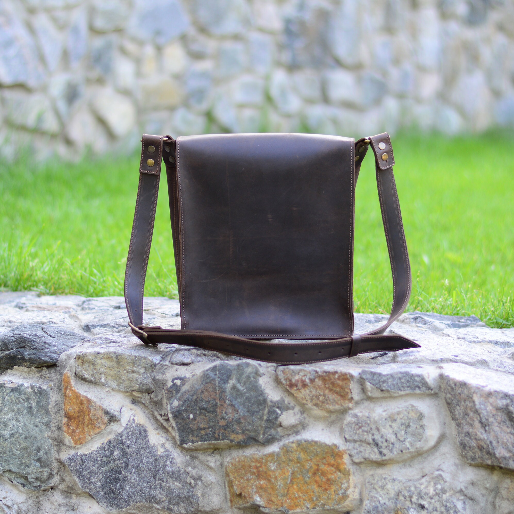 Mens messenger bag leather Brown leather crossbody bag Etsy