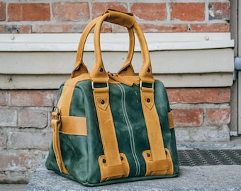 Personalized Travel Bag for Women, Leather Duffle Bag Women, Work Bag Women Totes, Genuine Leather Duffel Bag, Women's Weekender Bag