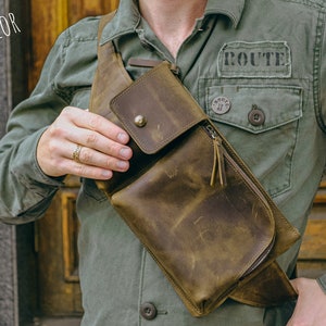 Genuine Leather Hip Bag, Laser Engraving Fanny Pack, Handmade Personalized Belt Bag, Leather Cross Body Bag, Crossbody Bag as a Leather Gift