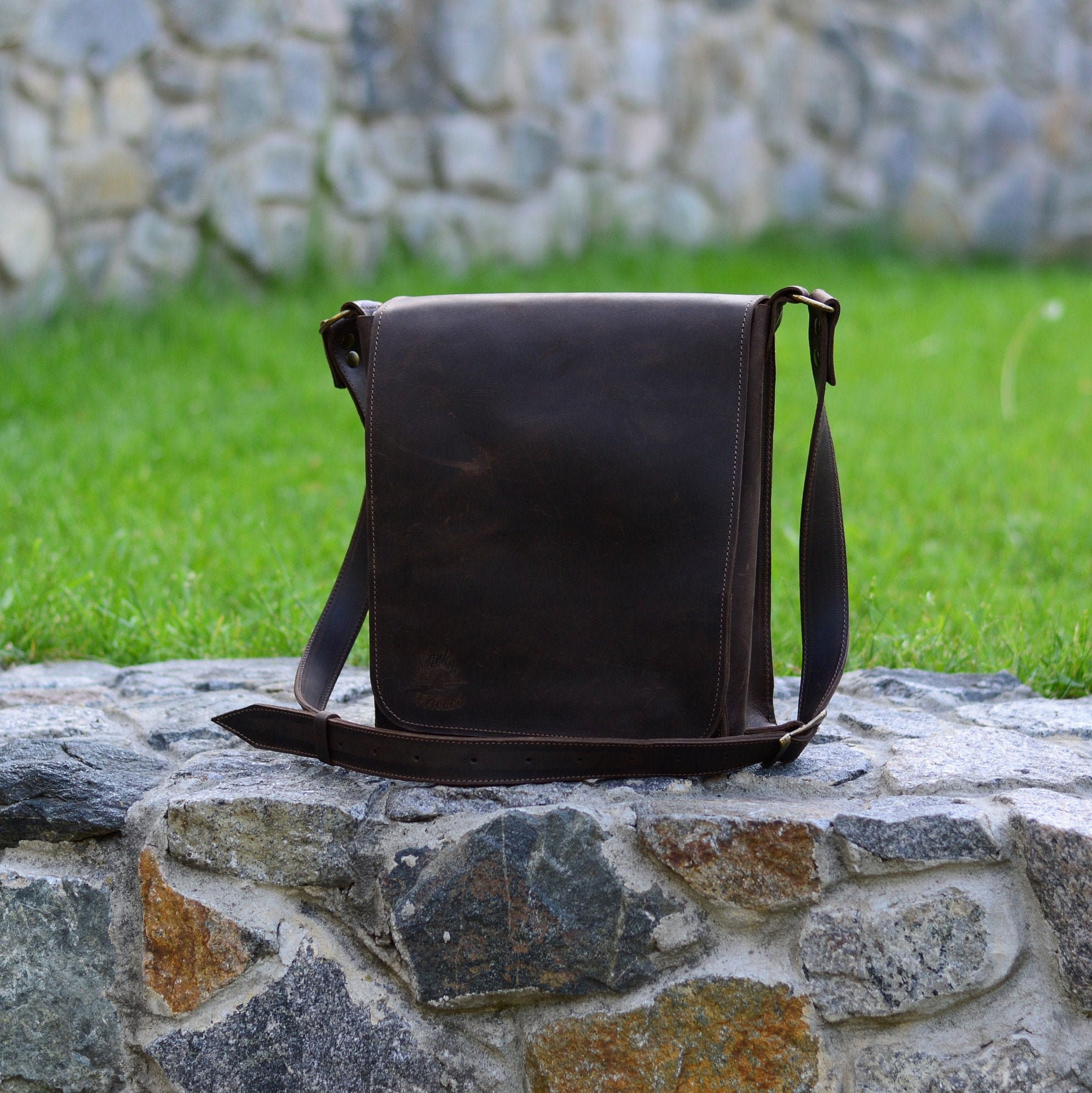 Mens messenger bag leather Brown leather crossbody bag Etsy