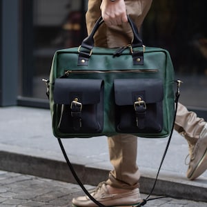 Sac messager pour homme, sac pour ordinateur portable personnalisé, sac porte-documents en cuir authentique, sac pour ordinateur portable fait main avec personnalisation, sac à main de travail pour homme
