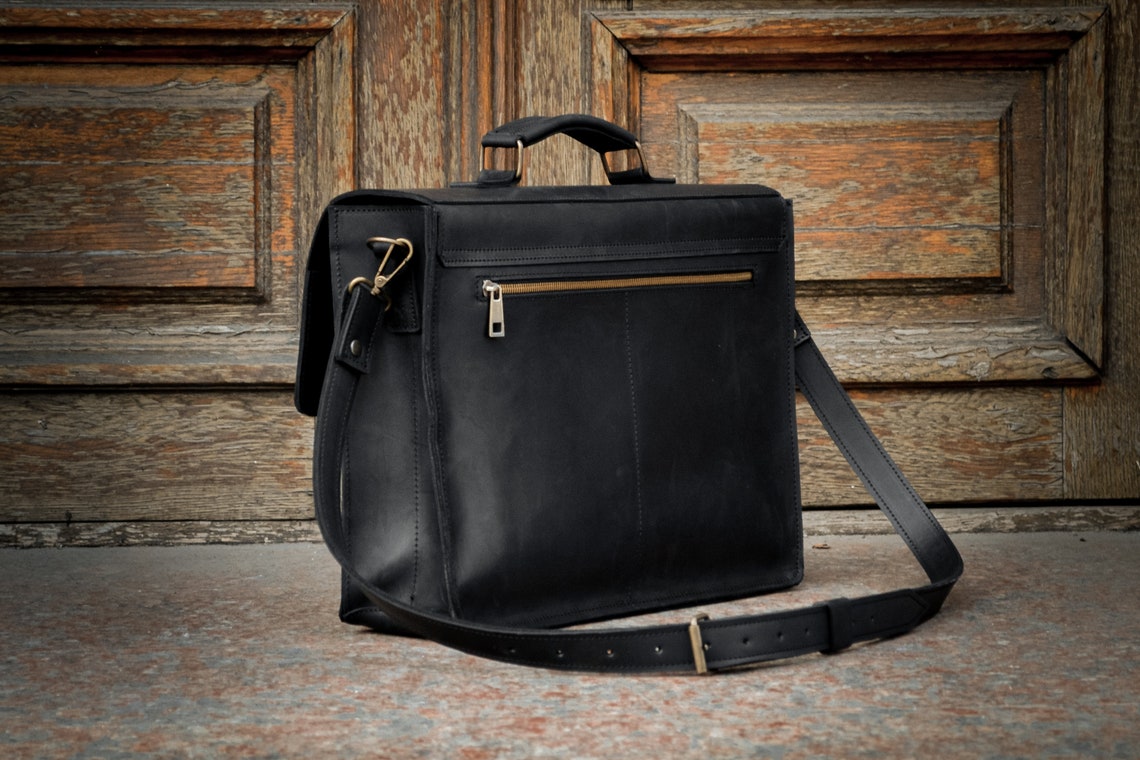 Leather Laptop Bag Handle Briefcase Messenger Bag Men Etsy