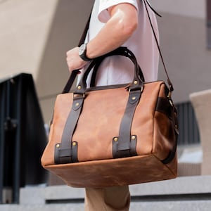 Custom Monogram Duffle Bag, Personalized Gym Bag, Leather Duffle Bag for Men, Personalized Weekender Bag, Leather Coach Handbag Hardware
