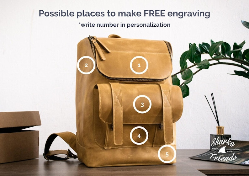 Rugzak voor heren, leren handgemaakte rugzak voor op reis, laptoprugzak voor werk, gepersonaliseerde schoolrugzak, handgemaakte leren tas afbeelding 10