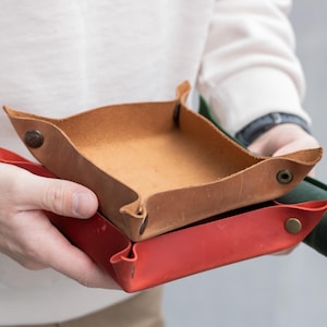 Personalisierte Schreibtisch-Lederablage, große Monogramm-Leder-Ringschale, handgefertigter Leder-Büro-Schreibtisch-Organizer, echtes Leder-Vetyl-Tablett