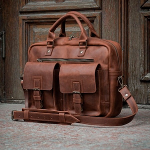 Hight Quality Leather Mens Laptop Bag Gift, Leather Satchel, Gift for Dad, Leather Briefcase, Messenger Bag, Work Bag, Personalized Gift