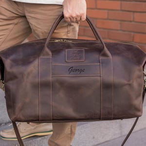 Personalized Travel Bag, Leather Travel Bag for Men, Overnight Bag with Laser Engraving, Leather Duffle bag, Handmade Gym Bag for Men