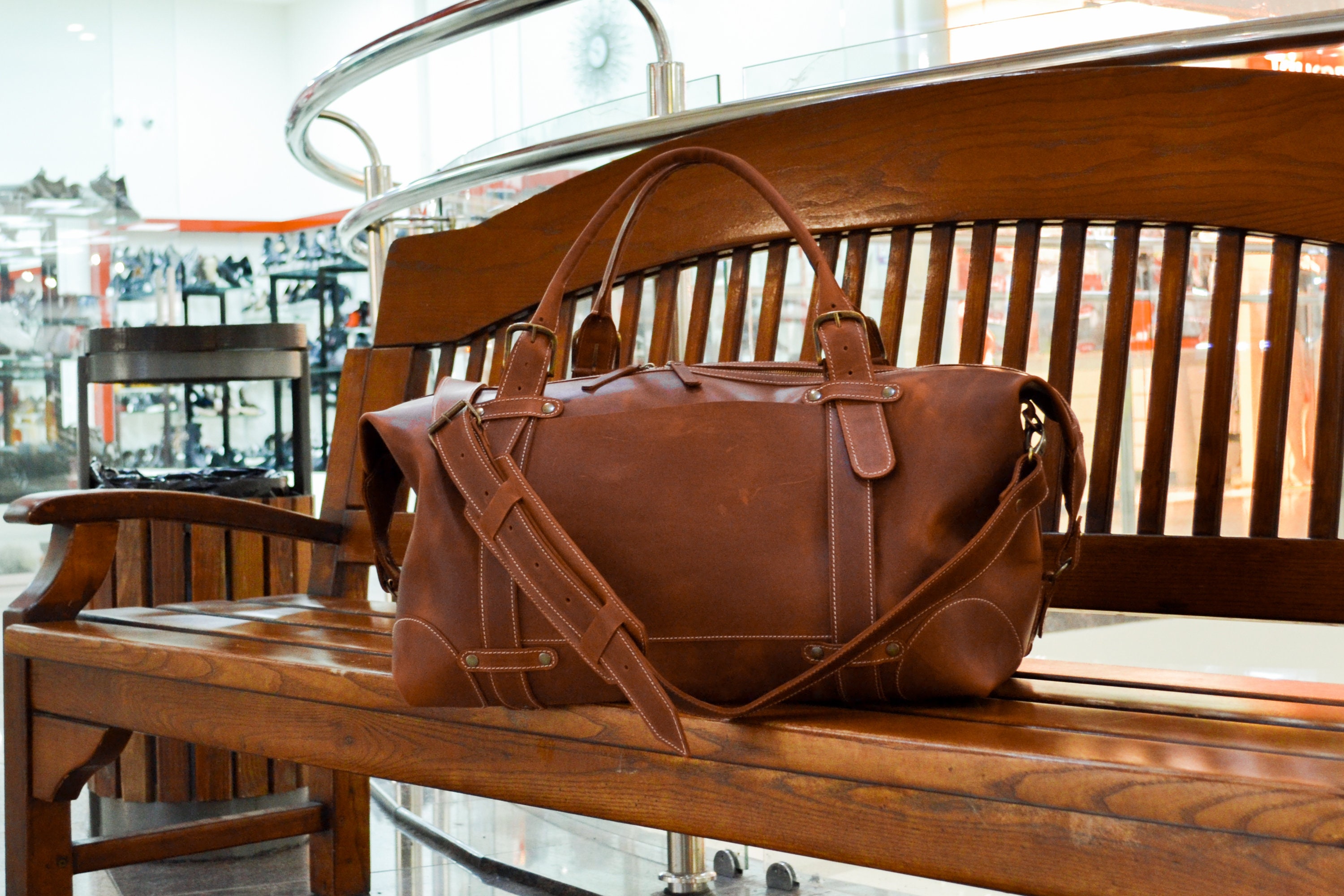 Overnight bag for men Vintage leather weekender bag Military Etsy