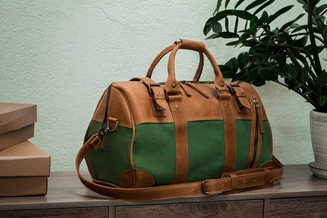Genuine Leather Travel Duffel Bags Leather Weekend Travel Bag