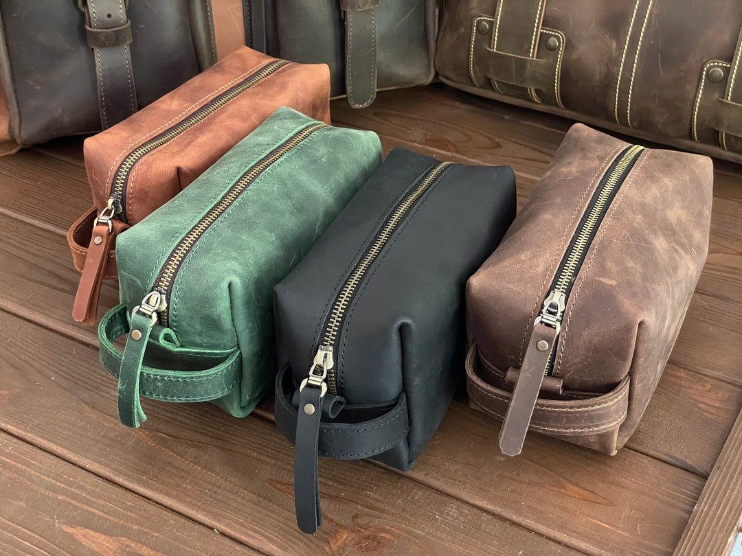 Genuine Leather Toiletry Bag Men Travel Toiletry Bag Mens Etsy