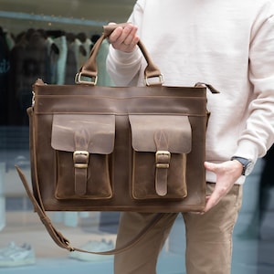 Cartable pour ordinateur portable avec gravure laser, porte-documents en cuir pour homme, sac messager personnalisé fait main, sacs à main en cuir personnalisés pour homme