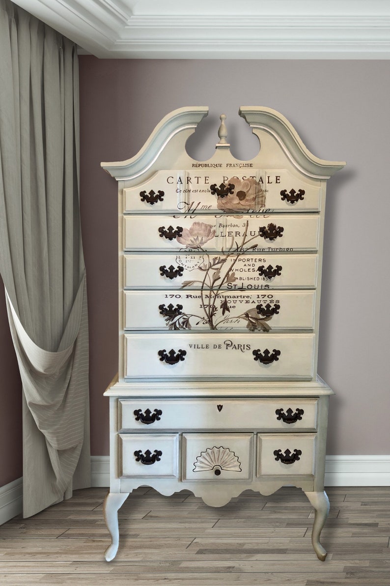 Sold American Drew Highboy Dresser Chest Of Drawers Painted Etsy