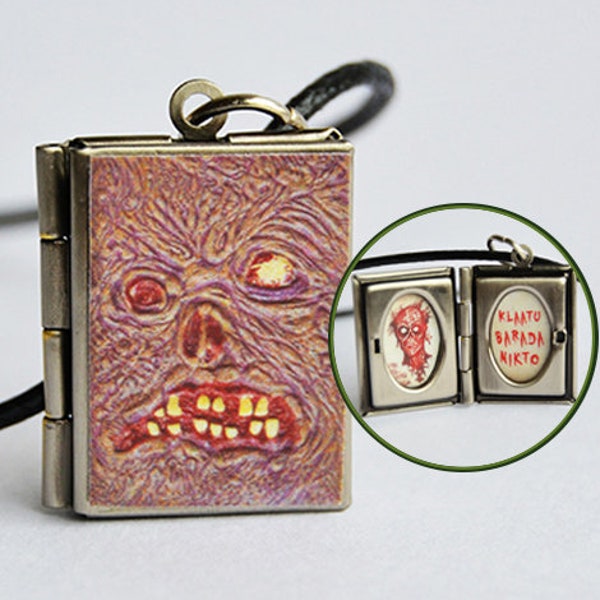 Necronomicon Ex Mortis Miniature Book of the Dead Locket (page + quote inside) Charm Keychain Brooch Ring Bracelet Choker Pendant Necklace