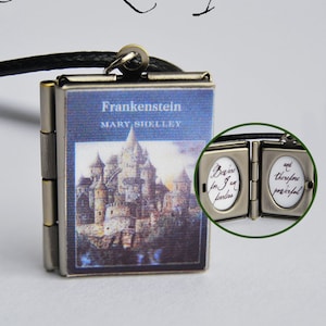 Frankenstein Miniatur Buch Locket (Mary Shelley Zitat innerhalb) Charme Schlüsselanhänger Brosche Ring Armband Choker Anhänger Halskette