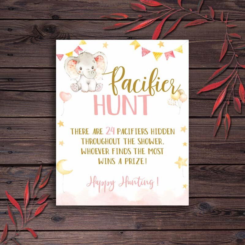 Pacifier Hunt Sign Find the Pacifier Game Pink Baby Shower Etsy