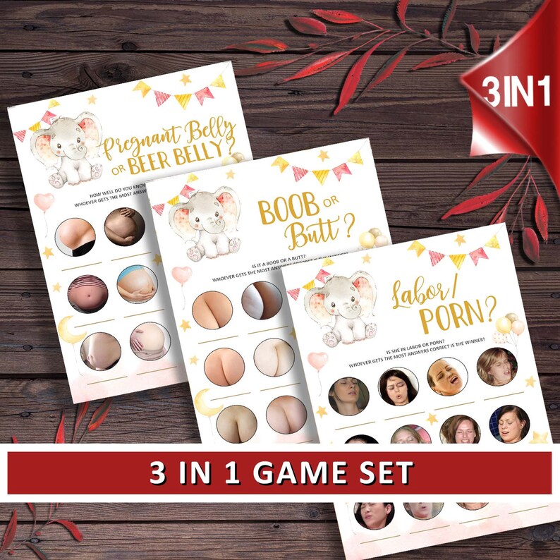 3 IN 1 Labor Lovin Or Boobs or Butt Baby Bump Game Printable - Etsy