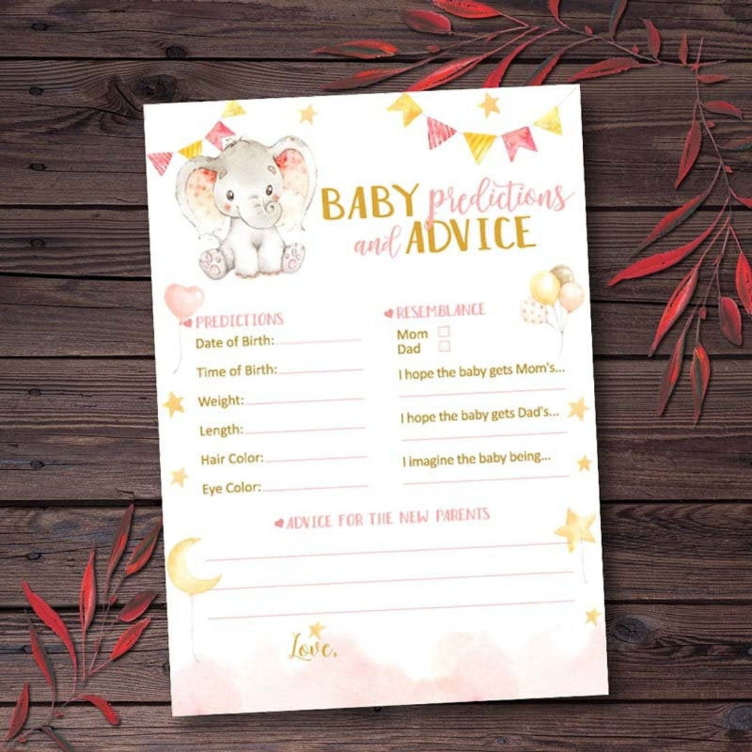 Pink Elephant Baby Shower Games Printable Baby Shower Game - Etsy