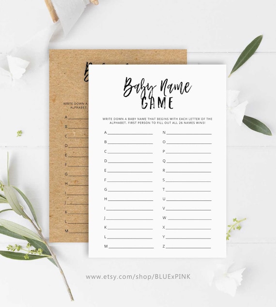 Baby Name Race Baby Shower Games Rustic Printable Baby | Etsy