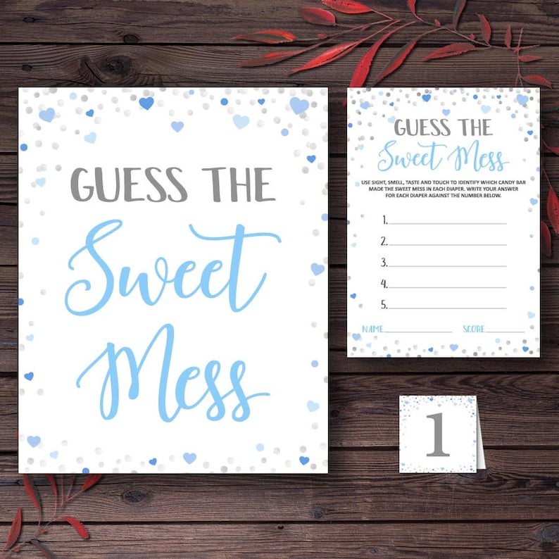 Blue Baby Shower Guess the Sweet Mess Game Printable Baby Etsy