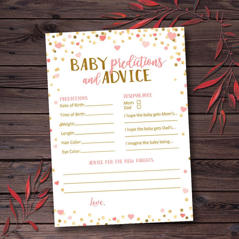 Baby Predictions and Advice Cards Baby Shower Games Printable | Etsy