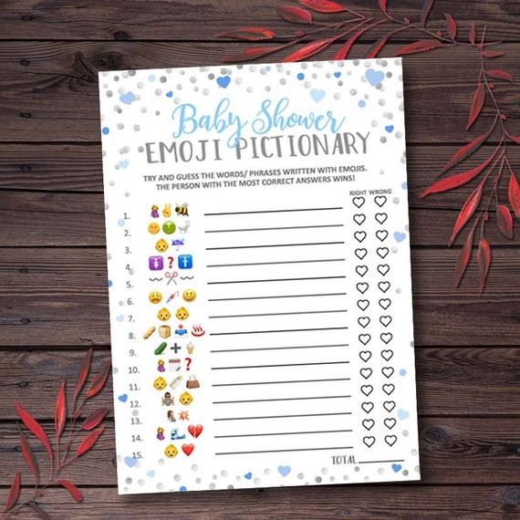 emoji game baby shower games printable boy baby shower