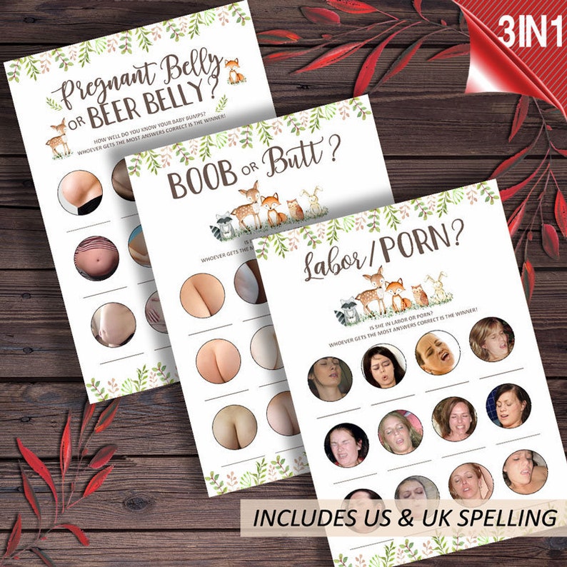 Labor Or Porn Lovin Or Labour Lovin Woodland Baby Shower Games Etsy