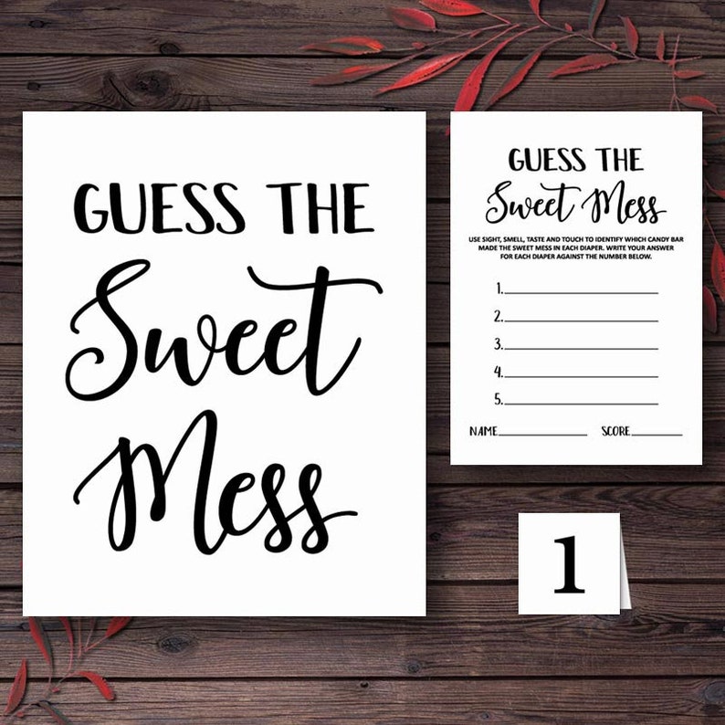 Guess the Sweet Mess Baby Shower Games Printable Baby Shower | Etsy