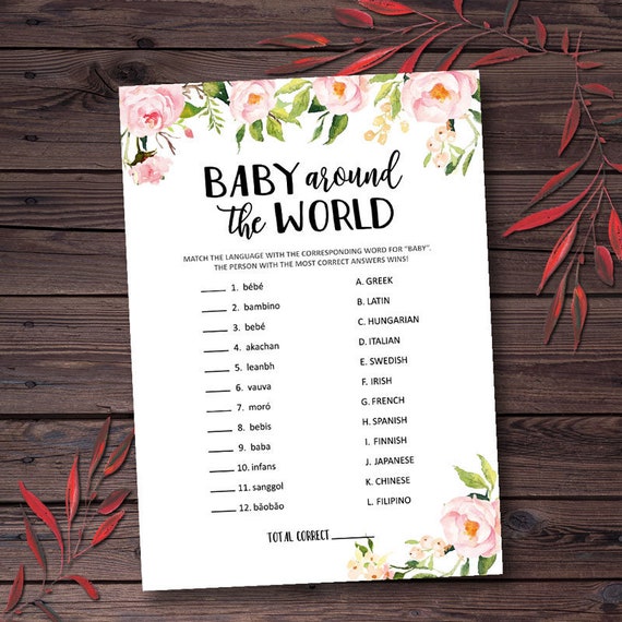 Baby Around the World Baby in Different Languages Floral Baby Etsy