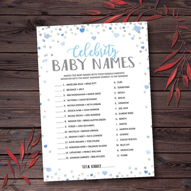 Celebrity Baby Names Game Celebrity Baby Shower Games Etsy
