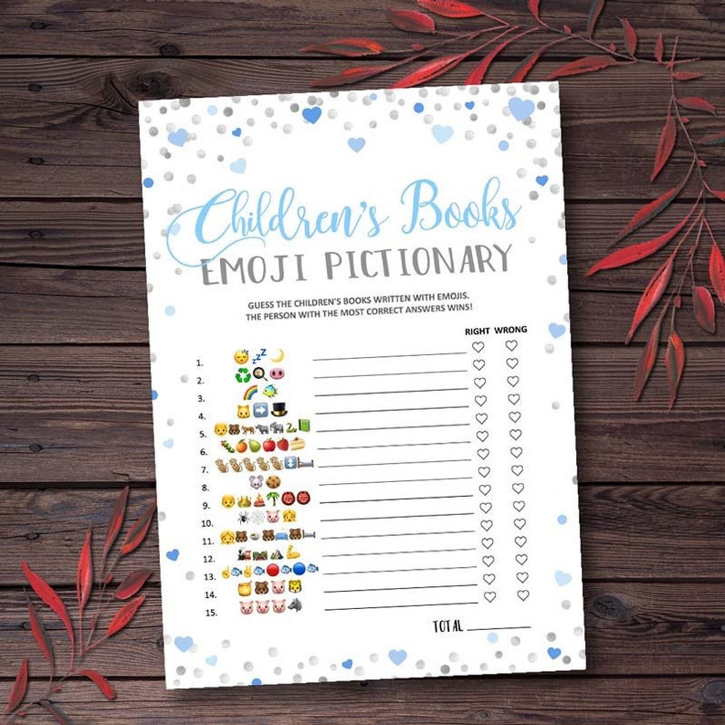 Baby Shower Games Printable Children S Book Emoji Etsy