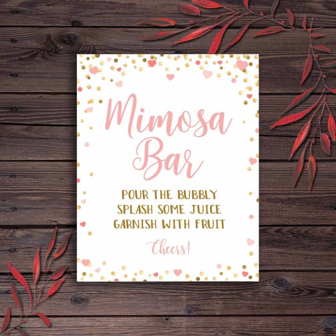Pink Gold Mimosa Bar Sign Printable Mimosa Bar Bubbly Bar | Etsy