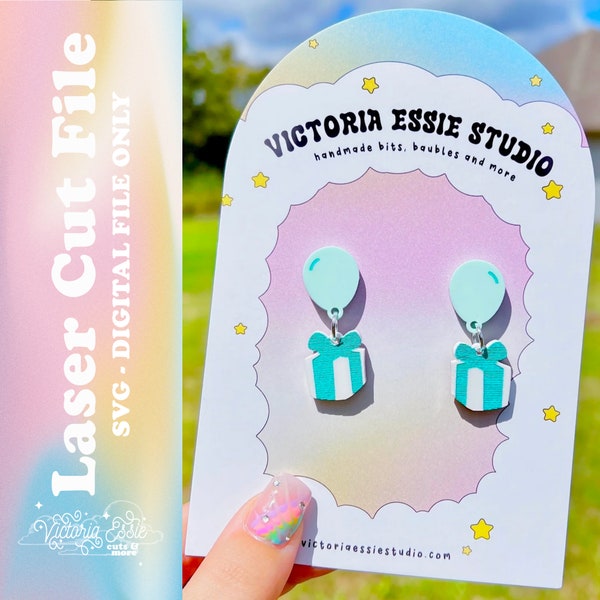 Balloon Present Earring SVG Cut File