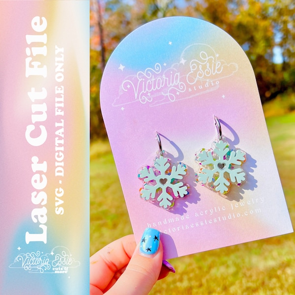 Heart Snowflake Earring SVG Cut File