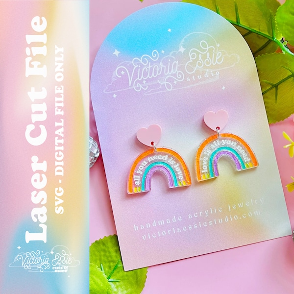 All You Need Is Love Rainbow Earring SVG Cut File