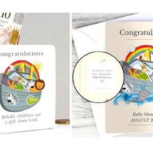 Tirelire et carte Arche de Noé pour fête prénatale, cadeau personnalisé commémoratif
