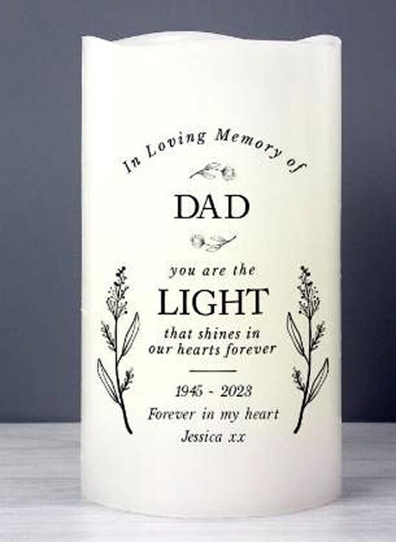 Personalized in Loving Memory Memorial LED Candle Light in Memory