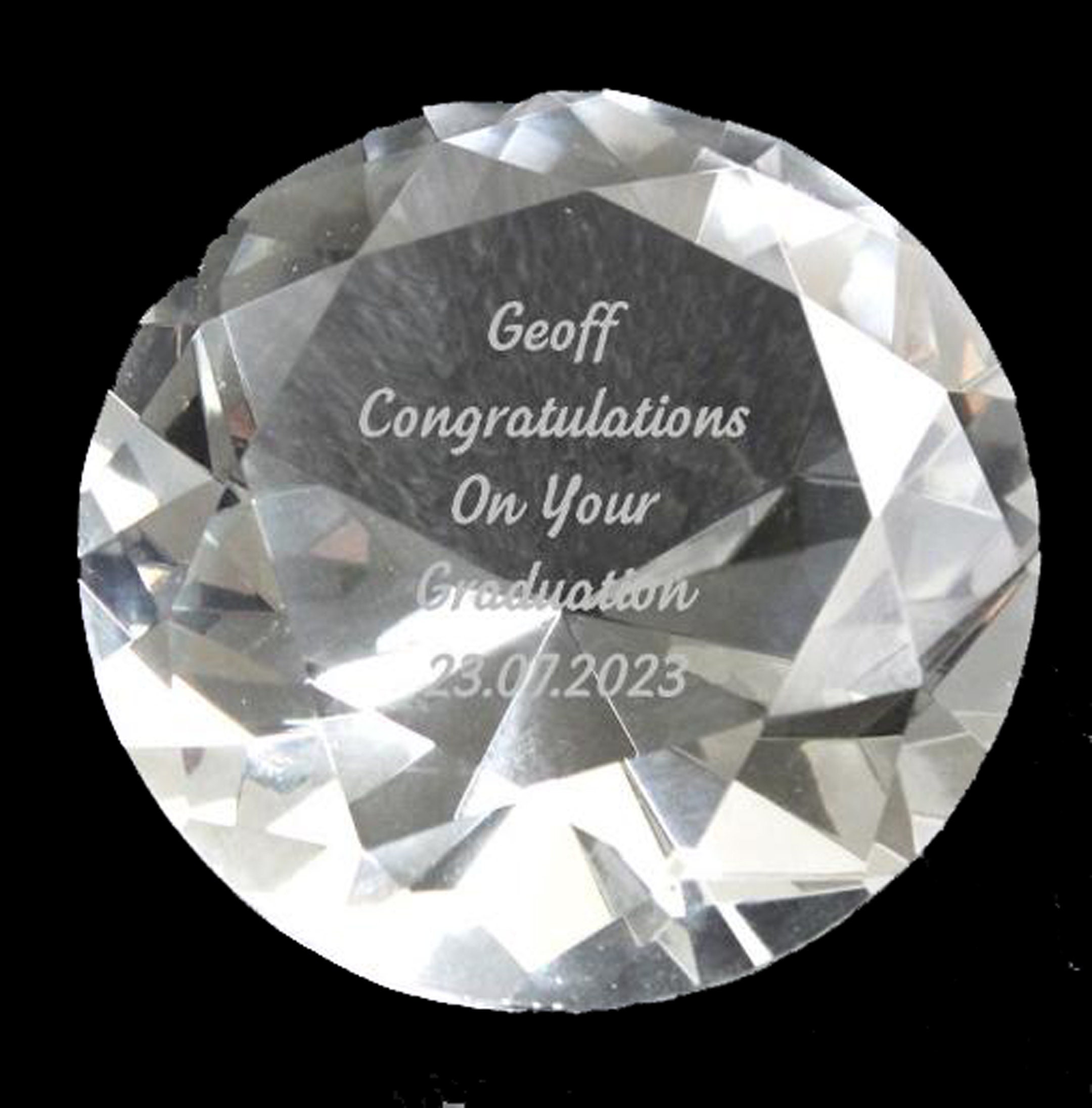 GRADUATION Personalized Gift Engraved Diamond Crystal Glass Paperweight ...