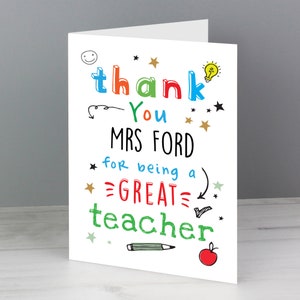 Merci d'être un excellent professeur Carte de vœux personnalisée