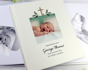 Traditional Christening Photo Album Cross Design Personalized Gift Baby Keepsake