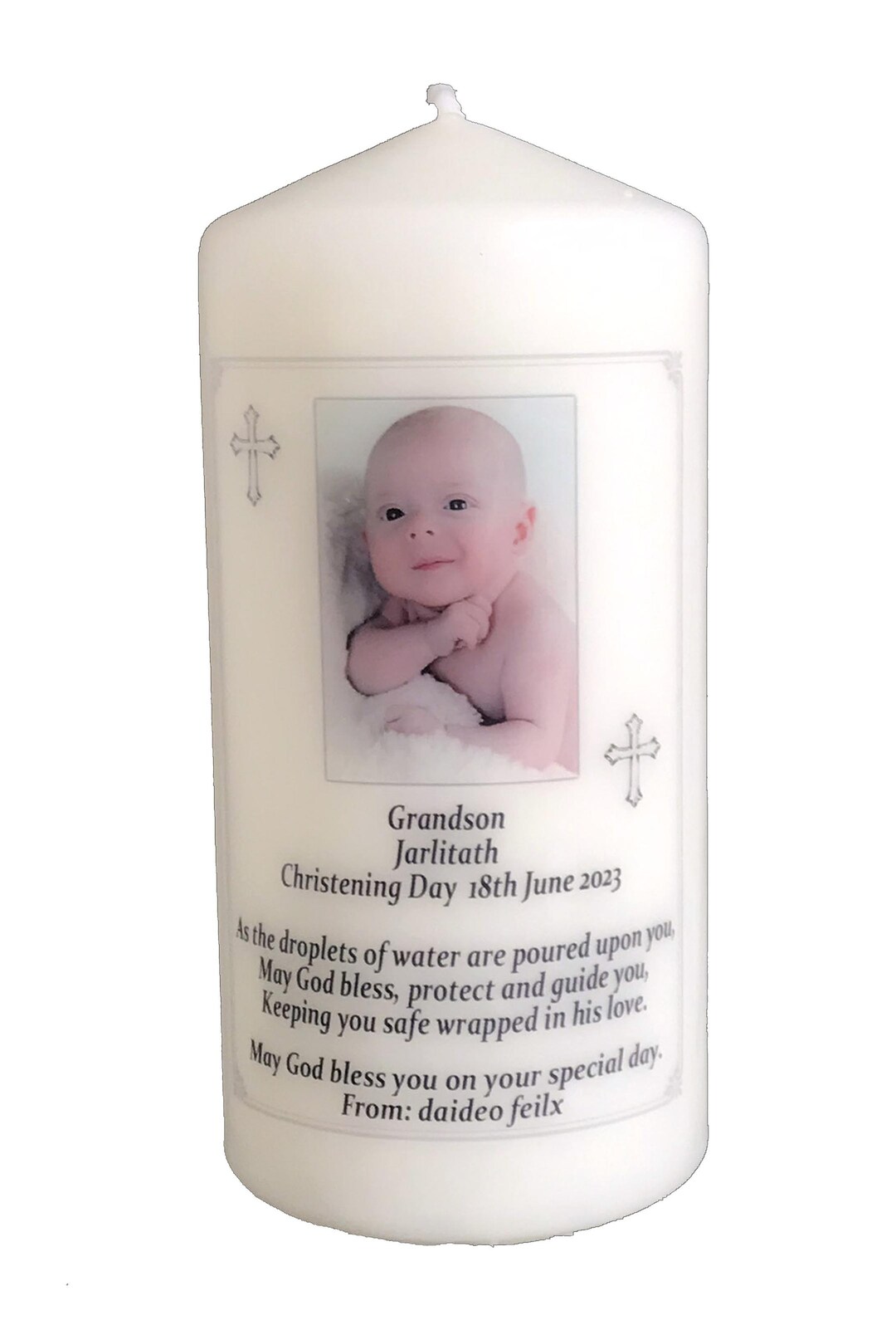 Baptism Candle Personalized Gift Photo Candle With Message and Your Own ...