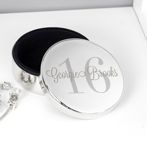 Birthday Personalised Gift Silver Plated Trinket Box Engraved with Age and Name ANY AGE 16th,18, 21, 30, 40, 50, 60 or other age
